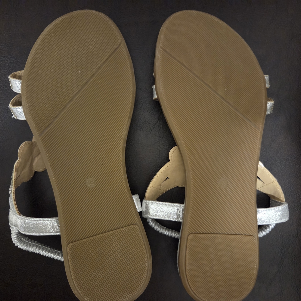 Silver Sandals with Intricate Design - Picture 5 of 16